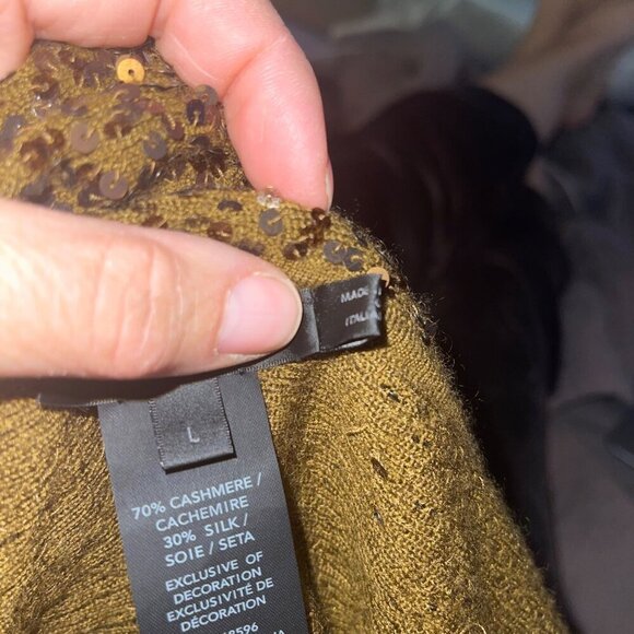 Donna Karan Womens Tank Dress Shrug Set Size Large Brown Sequin Knit Long - Picture 7 of 8